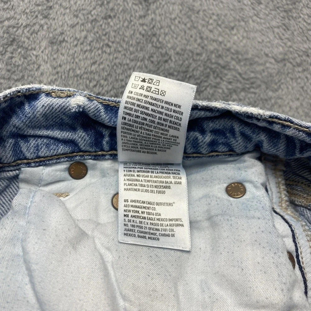 American Eagle Jeans Womens Size 0 Blue Super High Rise Baggy Wide Leg, Denim - Picture 15 of 16